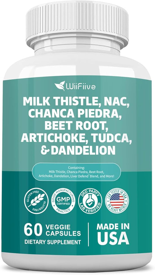 Milk Thistle 3000mg NAC Chanca Piedra 2000mg Beet 2000mg Artichoke 2000mg Tudca 1000mg with 60 Count