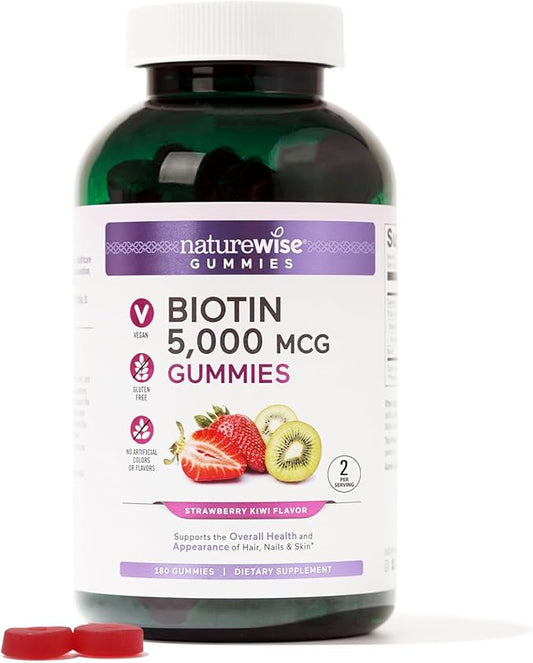 NatureWise Biotin Gummies B7 5000mcg 5000mcg Supports 180 Count[3-Month Count[3-Month Supply]