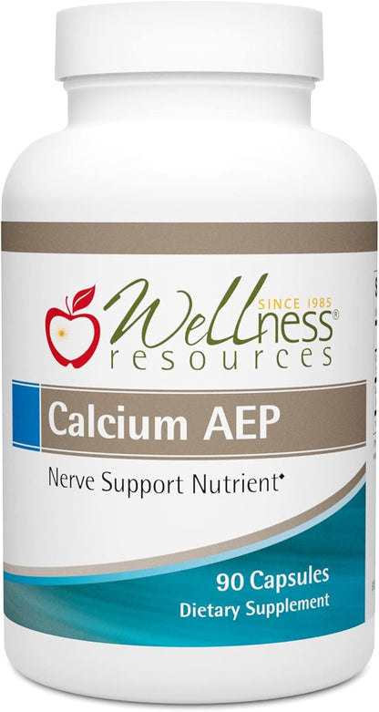 Wellness Resources Calcium AEP - Nerve Support Supplement for Cellular Protection, Longevity, Cell Membrane Health & Myelin Sheath Support - 925mg Ca-2-AEP Per Capsule (90 Capsules)