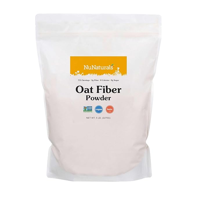 NuNaturals Oat Fiber Powder, All Natural 5 lbs