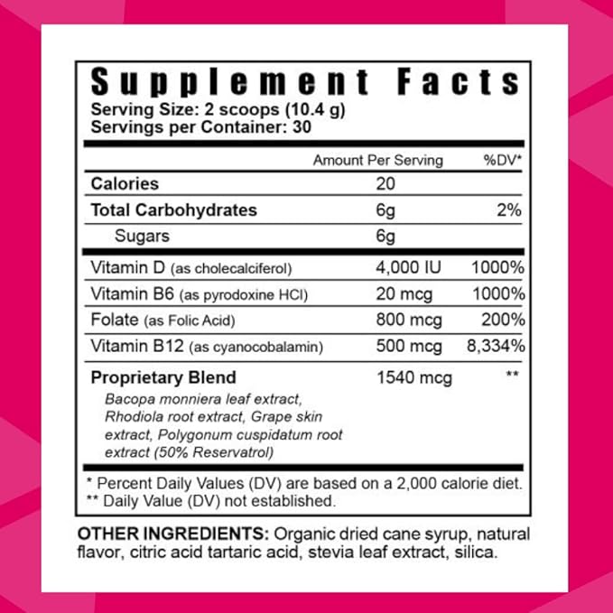 Youngevity Renu iQ™ - Brain Boost, Anti-Aging, Resveratrol Supplement with Grape Skin, Bacopa Monnieri, Rhodiola Root, Polygonum Cuspidatum Root - Natural Energy - (312g)