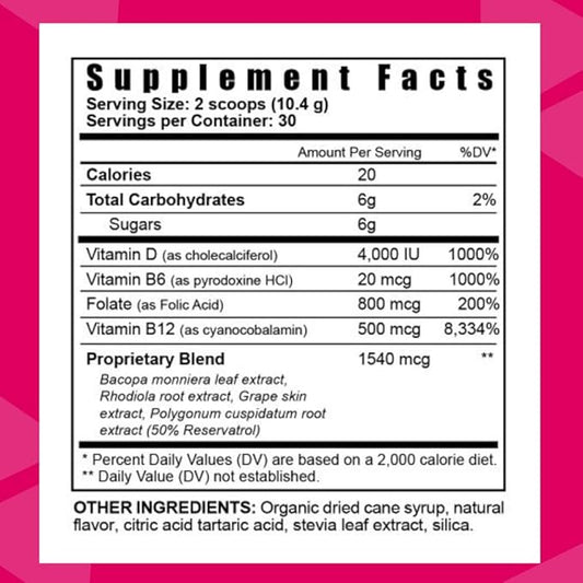 Youngevity Renu iQ™ - Brain Boost, Anti-Aging, Resveratrol Supplement with Grape Skin, Bacopa Monnieri, Rhodiola Root, Polygonum Cuspidatum Root - Natural Energy - (312g)