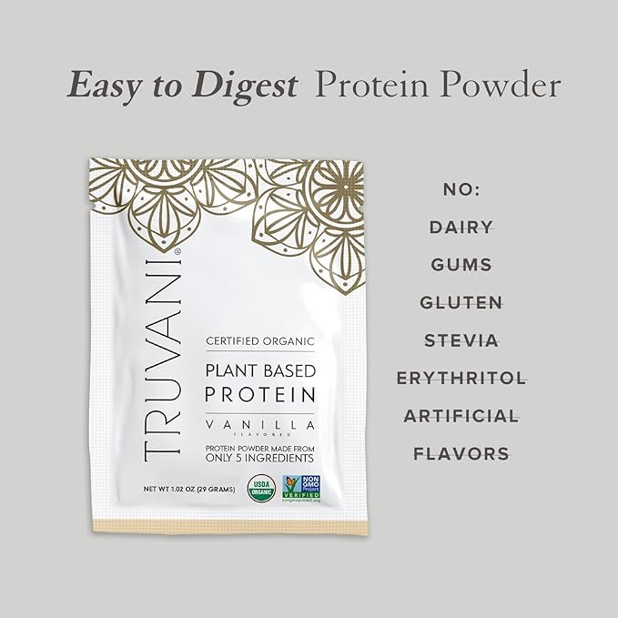 Truvani Vegan Pea Protein Powder 20g Organic 8 Single