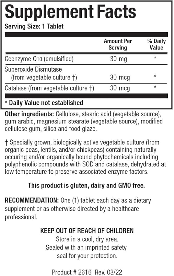 Biotics Research CoQZyme 30 milligram of Q10 CoQ10. CoQ10. Supplies 60 Tabs