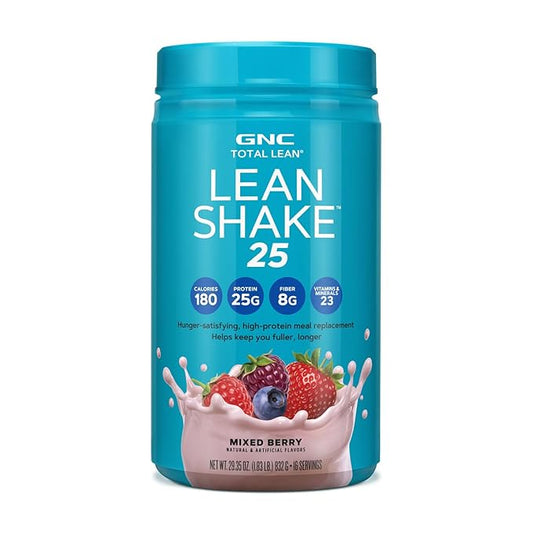 GNC Total Lean | Lean Shake 25 Protein Powder | High-Protein Meal Replacement Shake | Mixed Berry | 16 Servings