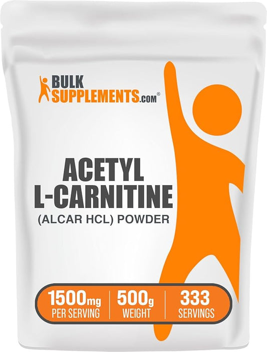 BulkSupplements.com Acetyl L-Carnitine Powder - ALCAR Powder, Acetyl L-Carnitine 1500mg, Carnitine Supplement - Gluten Free, 1500mg per Serving, 500g (1.1 lbs) (Pack of 1)
