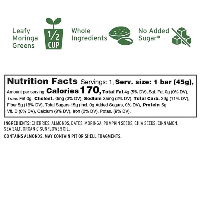 Kuli Kuli Moringa Powder Energy Bars 1.6 Ounce 6 Pack