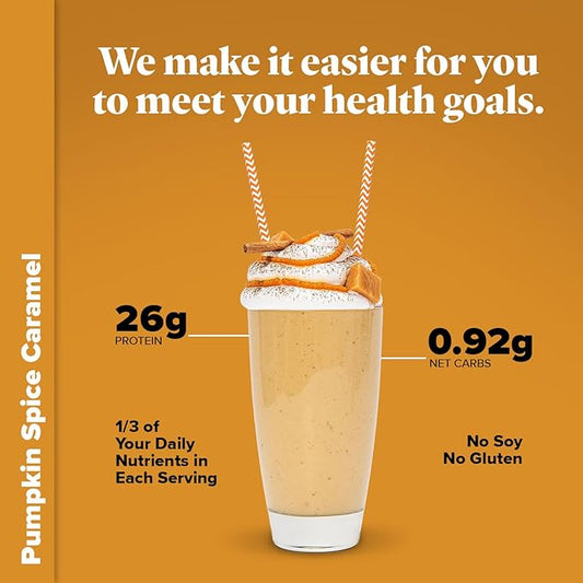Keto Chow Pumpkin Spice Caramel | Keto Meal Replacement Shake | Nutritionally Complete | Low Carb | Delicious Easy Meal Substitute | You Choose The Fat | Single Meal Sample