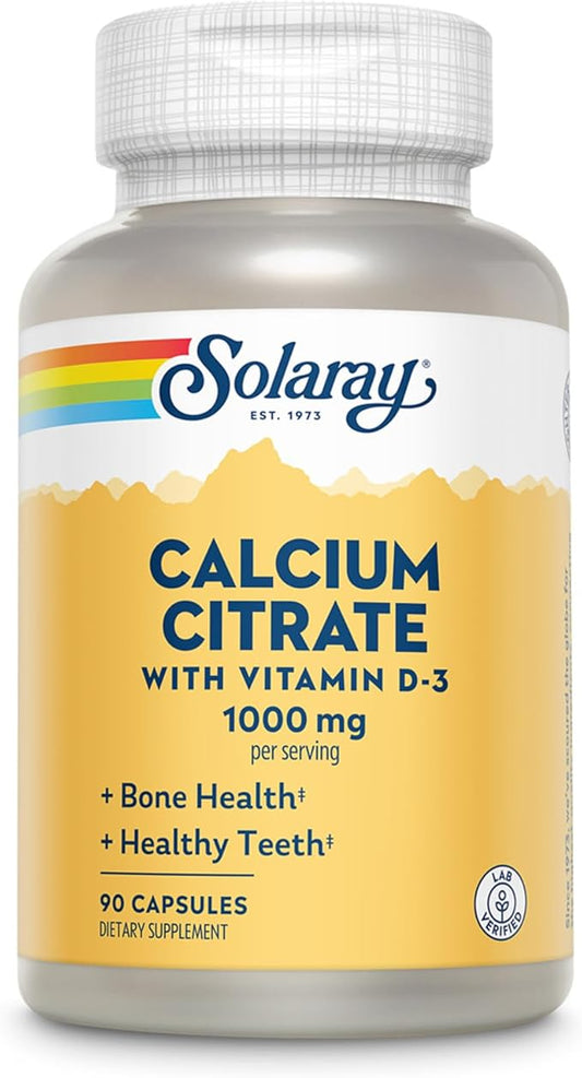 Solaray Calcium Citrate with Vitamin D3 1000mg 60-Day Guarantee 15 Servings, 90 Capsules