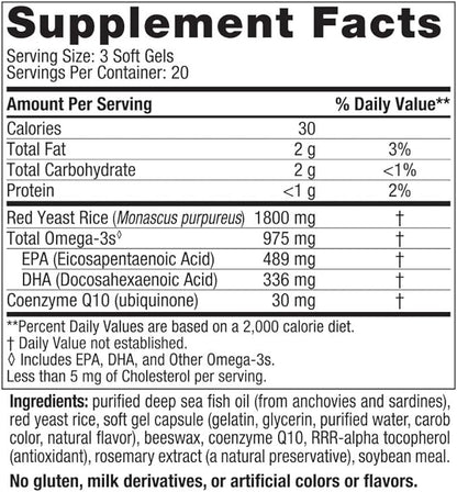 Nordic Naturals Cholesterol Omega LDL, Lemon 60 Soft 975 Omega-3 Omega-3 + CoQ10 - 20 Servings