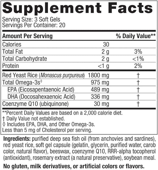 Nordic Naturals Cholesterol Omega LDL, Lemon 60 Soft 975 Omega-3 Omega-3 + CoQ10 - 20 Servings