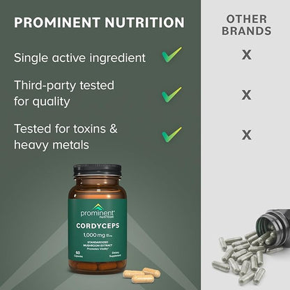 Cordyceps Mushroom Capsules 1000 mg, 60 Count