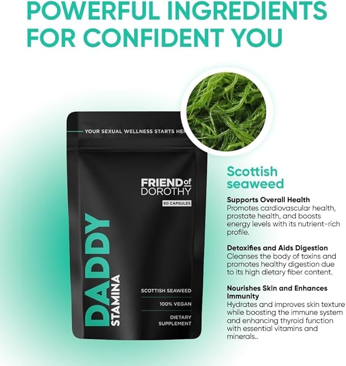 Daddy Stamina Sea Moss Capsules - Pure Seaweed Supplement for Energy and Skin Health, Ultimate Anti-Aging Natural Supplement for Men