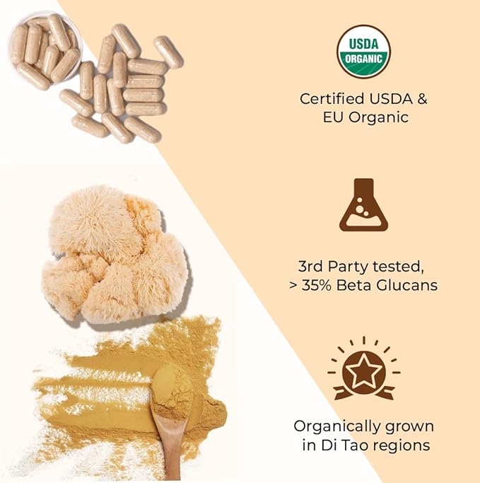 ROOTED Lions Mane Mushroom Extract Capsules (60 Veg 500 mg) 38% Beta