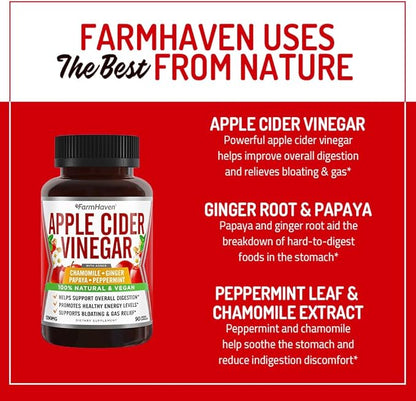 Apple Cider Vinegar Capsules With Ginger, 1390mg | 100% Natural 90 Capsules