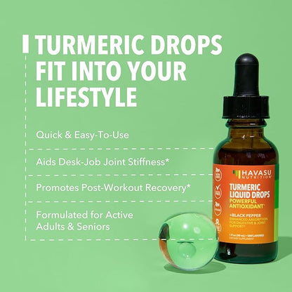 Organic Liquid Turmeric Supplement with Black Pepper - Liquid Turmeric 1000mg Enhanced Absorption for Digestive & Joint Support - Non-GMO, Vegan Organic Turmeric Curcumin With Black Pepper, Unflavored