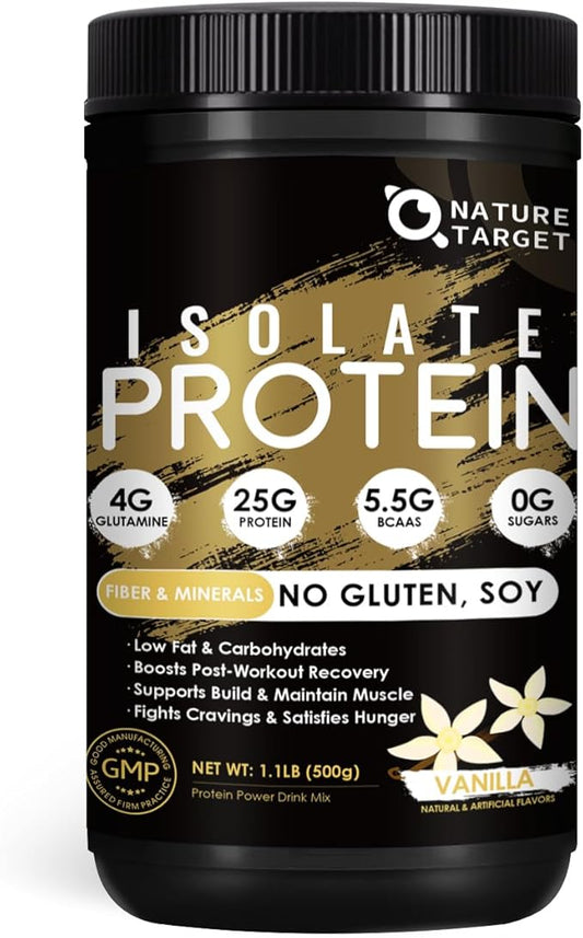NATURE TARGET Isolate Whey Protein Powder 25g Protein 5.5g BCAAs, 1.1 Pound, 16 Servings