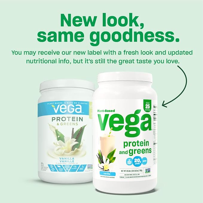 Vega Protein and Greens Protein Powder, Berry 20g Plant 1.2 lbs