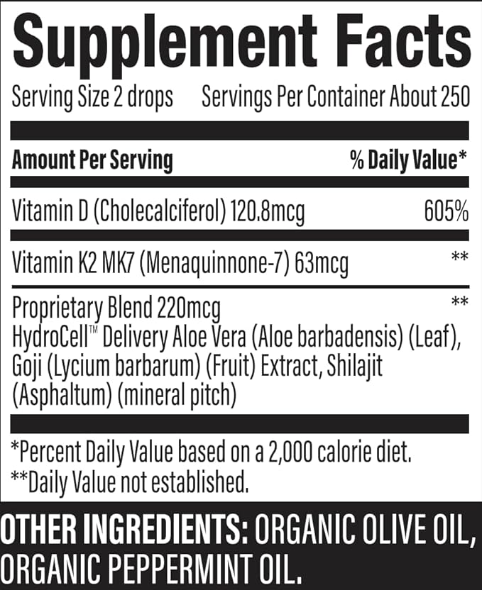 Surthrival: Vitamin D3+K2 Daylight Concentrate, AKA The Sunshine Vitamin, 0.5 oz, Approx. 270 Servings, Supports Immune, Cardiovascular & Bone Health