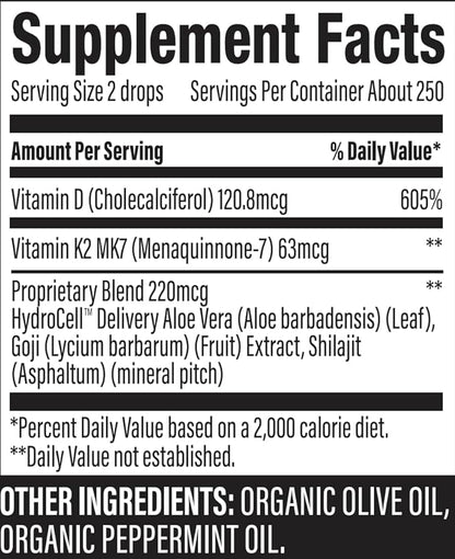Surthrival: Vitamin D3+K2 Daylight Concentrate, AKA The Sunshine Vitamin, 0.5 oz, Approx. 270 Servings, Supports Immune, Cardiovascular & Bone Health