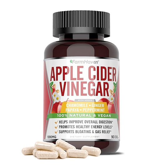 FarmHaven Apple Cider Vinegar Capsules 1390MG, Apple