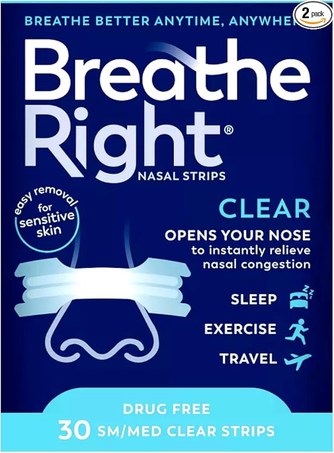 Breathe Right Nasal Strips Clear Small/Medium 30 Count 2)