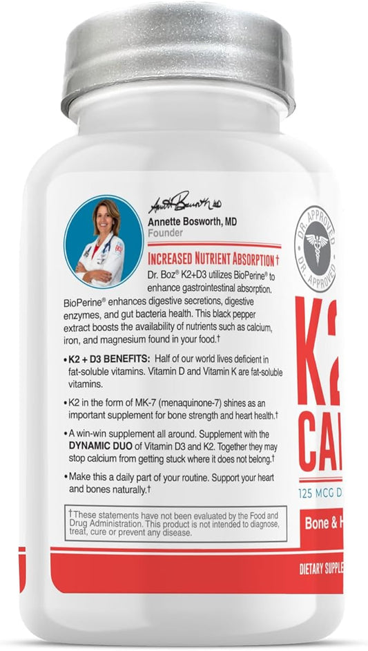 Dr. Boz - K2+D3 Capsules [66 K2 (MK-7) (MK-7) + D3 with 5000iu (D3) (D3) - 400iu (K2) (K2)