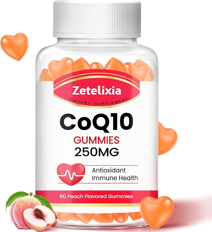 Sugar Free CoQ10 Gummies 250mg, 5X Q10 for 60 Peach