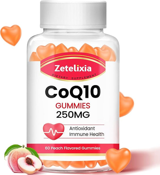 Sugar Free CoQ10 Gummies 250mg, 5X Q10 for 60 Peach