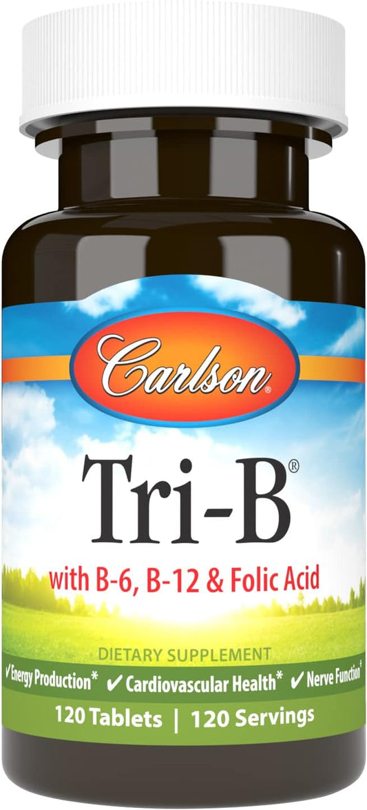 Carlson - Tri-B, Vitamin B Complex, 25 mg B-6, 400 400 mcg B-12, Folic B12 Supplement, 120 Tablets