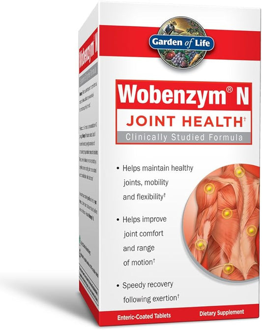 Garden of Life Joint Support Supplement - Wobenzym N Systemic Enzymes, 200 Tablets