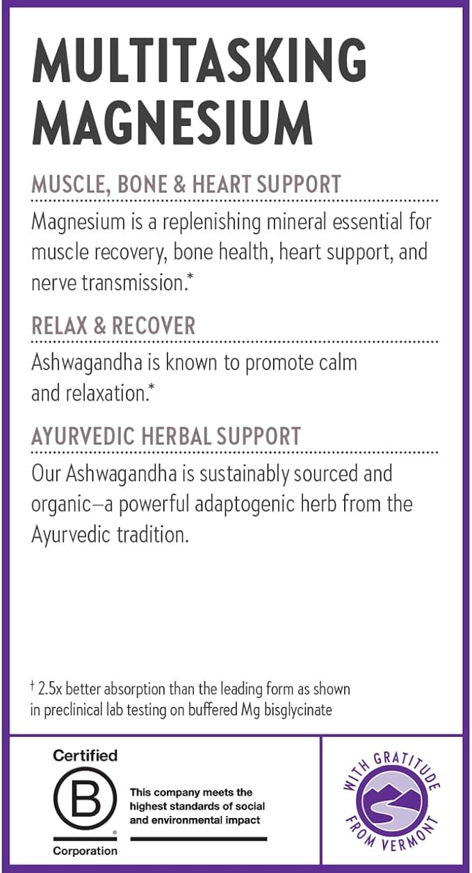 New Chapter Magnesium + Ashwagandha Supplement, 325 mg 2.5x Absorption, 60 ct (2 Month