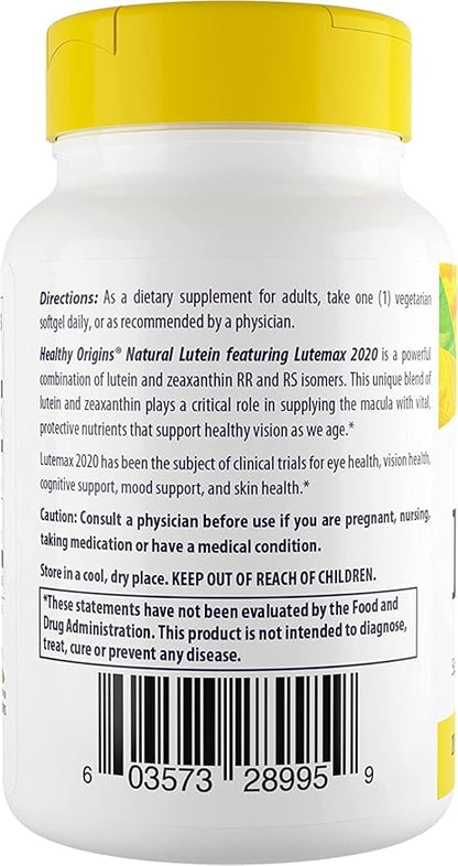 Healthy Origins Lutein (Lutemax 2020), 20 mg 60 Veggie