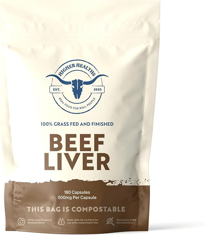Beef Liver - Nature’s Multivitamin -100% USA Beef - 180 Capsules Bag