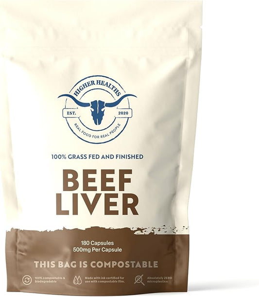 Beef Liver - Nature’s Multivitamin -100% USA Beef - 180 Capsules Bag