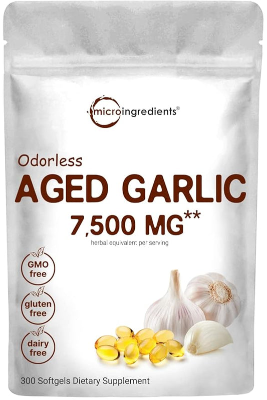 Micro Ingredients Odorless Garlic 7500mg Per 300 Softgels 2 Years