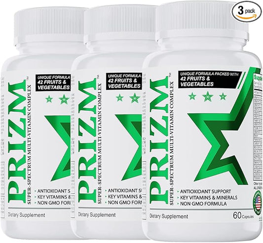 PRIZM Multivitamin for Men and Women 29 Vitamins 42 Fruits B6 B12-3 B12-3 Pack 180 caps
