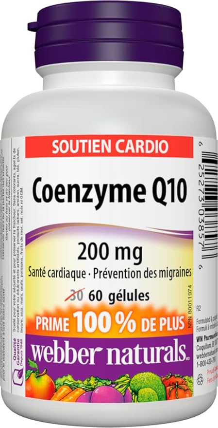 Webber Naturals Coenzyme Q10 (CoQ10) 200 60 Softgels,