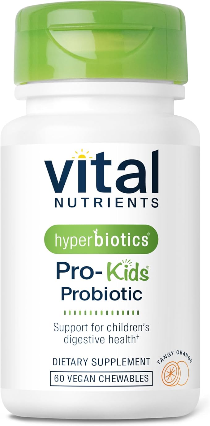 Hyperbiotics Vital Nutrients Pro Kids Probiotic | Allergen-Free Toddler Probiotics for Kids | Targeted Immune, Gut, and Digestive Health | Sugar-Free Orange Flavor | 60 Chewable Tablets