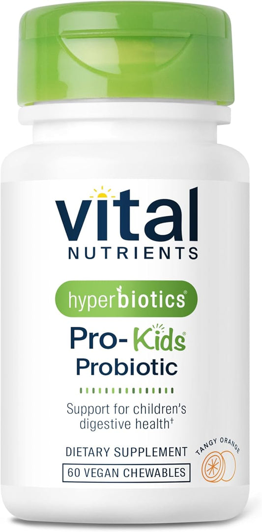 Hyperbiotics Vital Nutrients Pro Kids Probiotic | Allergen-Free Toddler Probiotics for Kids | Targeted Immune, Gut, and Digestive Health | Sugar-Free Orange Flavor | 60 Chewable Tablets