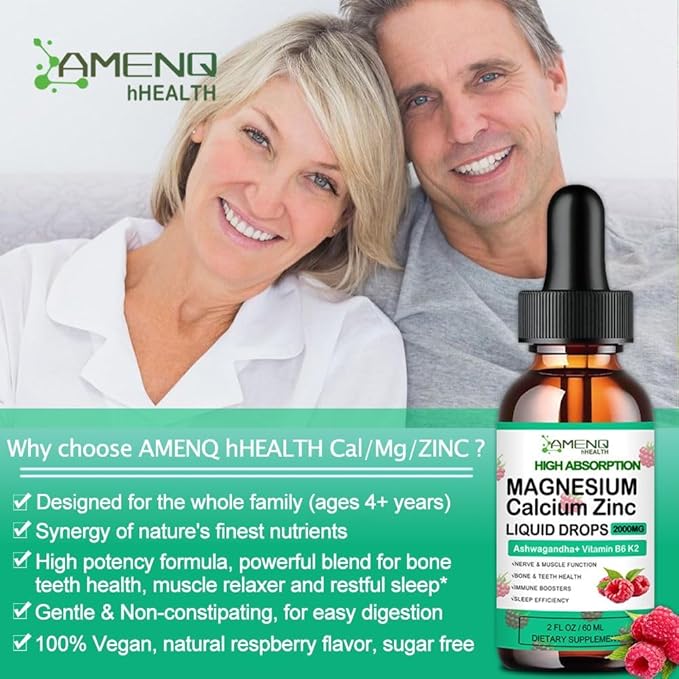 Calcium Magnesium Zinc D3 Supplement, Liquid 1000mg Magnesium 400mg with D3 K2 K2 C,