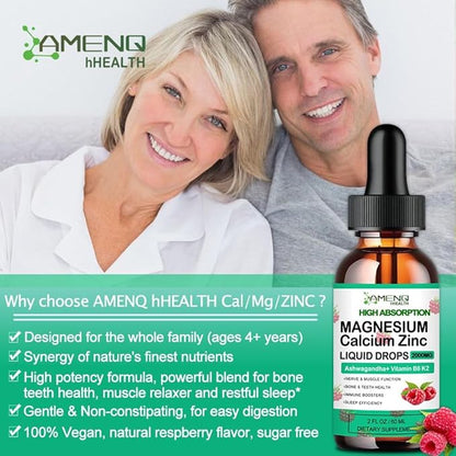 Calcium Magnesium Zinc D3 Supplement, Liquid 1000mg Magnesium 400mg with D3 K2 K2 C,