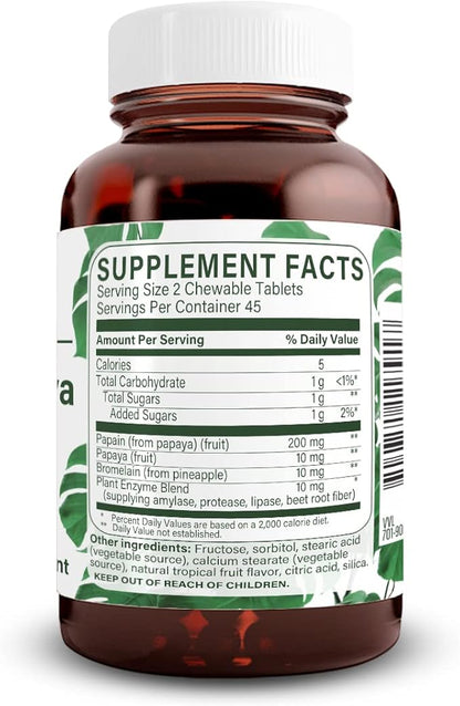 Natural Nutra Papaya Chewable Enzymes 90 Vegan