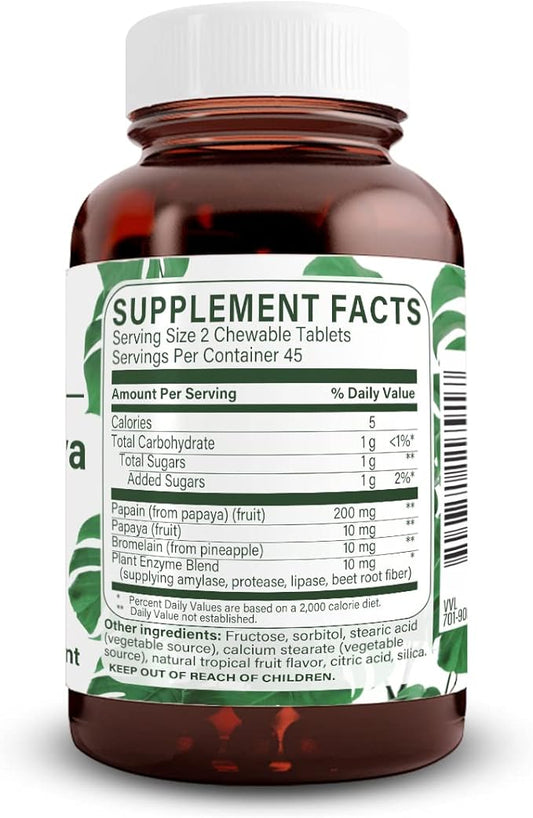 Natural Nutra Papaya Chewable Enzymes 90 Vegan