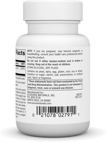Source Naturals Vitamin D-3, Supports Bone & Immune Health*, 250 mcg (10,000 IU) - 60 Softgels
