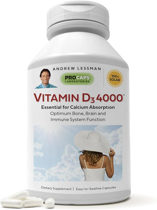 Andrew Lessman Vitamin D3 4000 IU 720 Capsules – High Potency, Essential for Calcium Absorption, Supports Bone Health, Healthy Muscle Function, Immune System and More. Small Easy to Swallow Capsules
