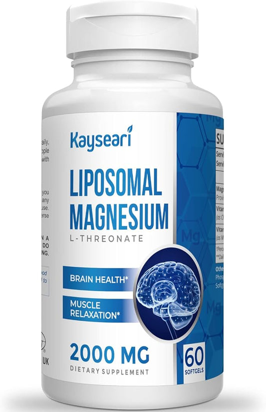 Liposomal Magnesium L-Threonate 2000mg-High Absorption-Magnesium Threonate D3 & K2 for Women,Men,60 Magnesium