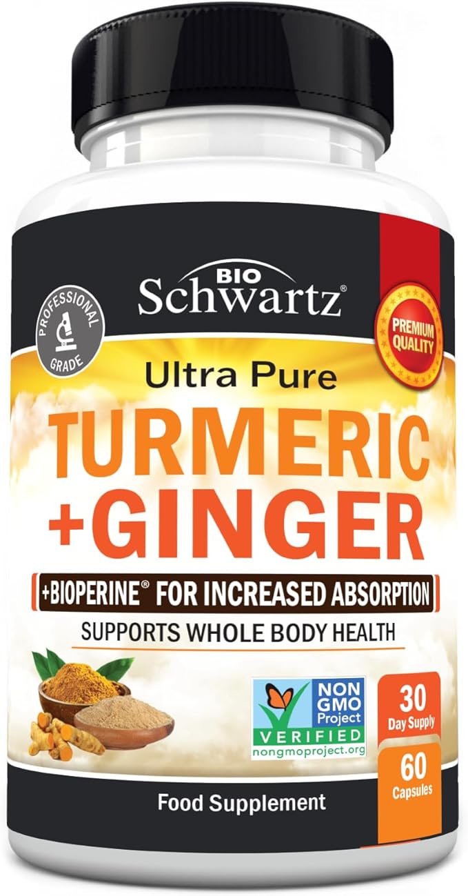 Organic Turmeric Curcumin and Ginger 95% Standardized 60 Capsules