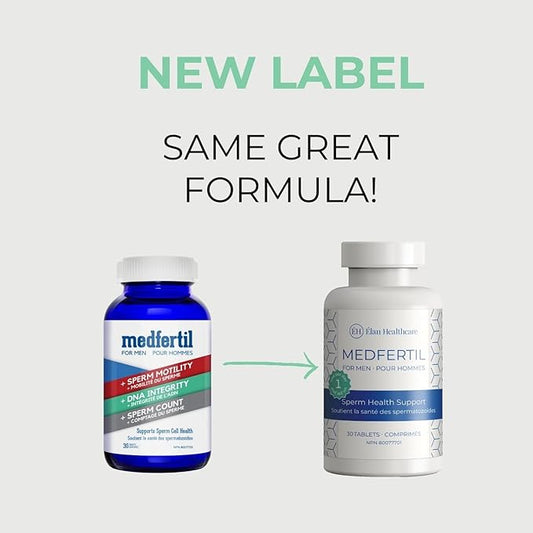 Medfertil for Men Natural Dietary Supplement for Men with Carnitine, Co-Q10, Selenium, Zinc, Vitamin C, E, B12, B9 (30 Tablets)