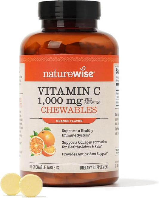 NatureWise Vitamin C 1000mg Chewable Tablet Supplement 90 Count[45 Count[45 Days